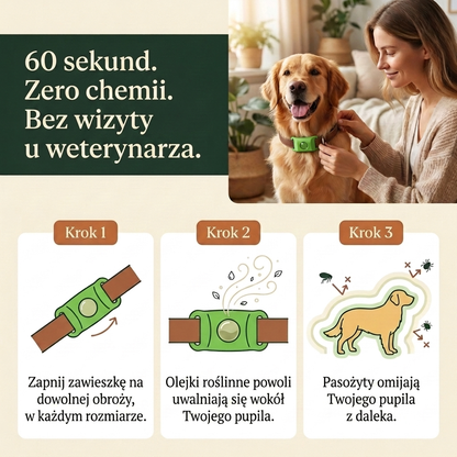 FurAndSkin™ Zawieszka dla psów przeciw pchłom i kleszczom na 3 miesiące – CedraGuard™ Naturalny Kompleks Olejków Eterycznych